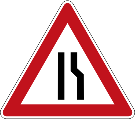 A carriageway which narrows on one side only 