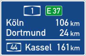 Sign showing distances